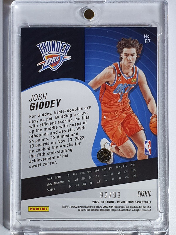 2022 Panini Revolution Josh Giddey #87 COSMIC /99 HOLO - Ready to Grade