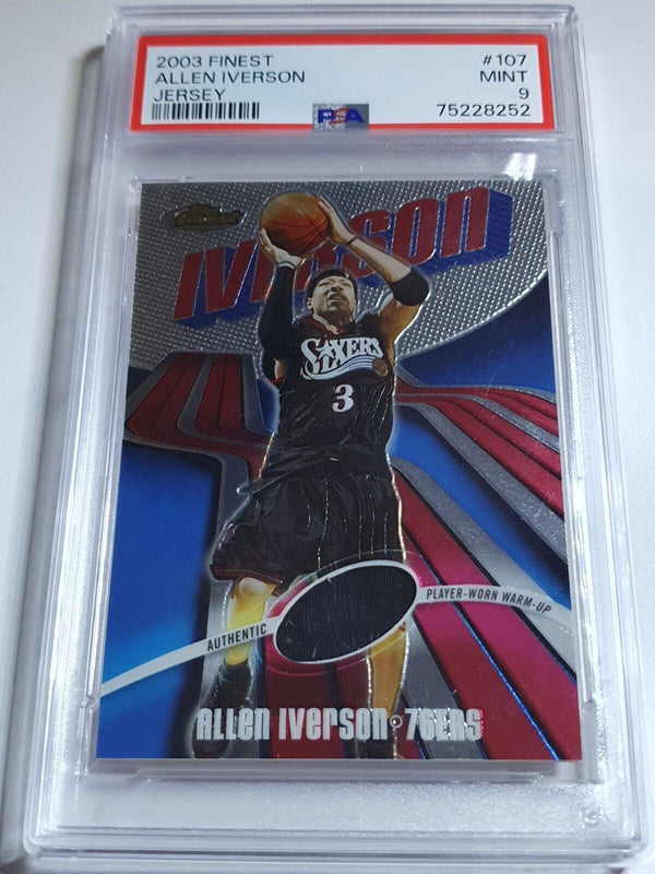 2003 Topps Finest Allen Iverson #PATCH /999 Game Worn Jersey - PSA 9 (POP 1)