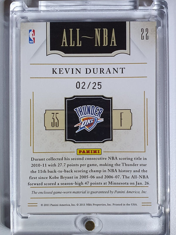 2010 National Treasures Kevin Durant #PATCH PRIME /25 Game Worn Jersey - Rare