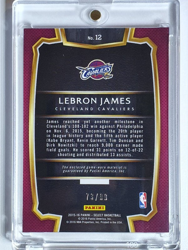 2015 Panini Select LeBron James #PATCH /99 Game Worn Jersey - Rare