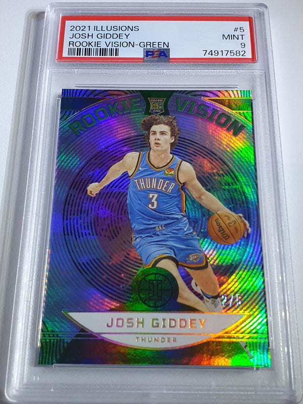 2021 Panini Illusions Josh Giddey Rookie #5 GREEN /5 Holo RC - PSA 9 (POP 1)