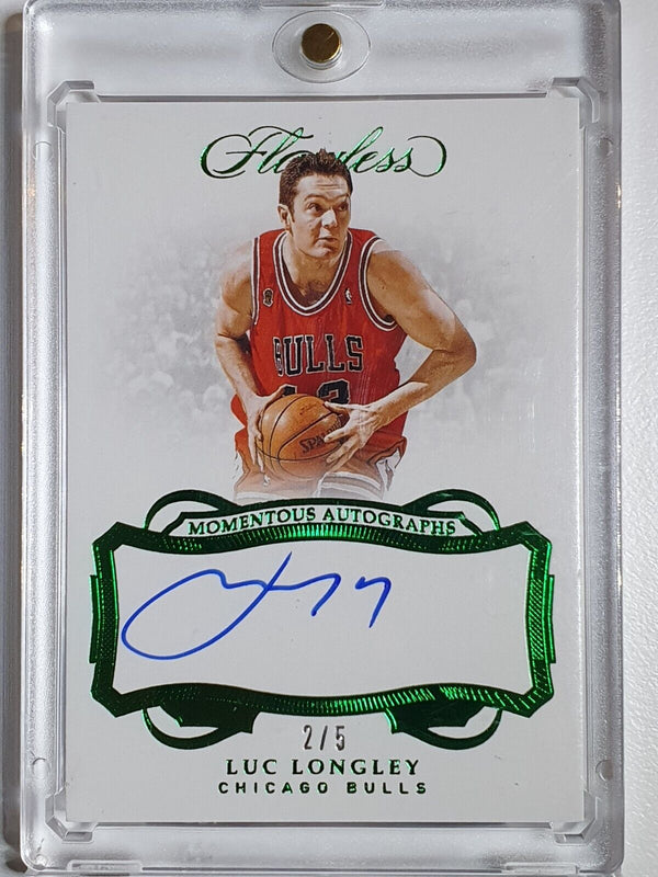 2018 Panini Flawless Luc Longley AUTO GREEN /5 On Card Autograph - Very Rare