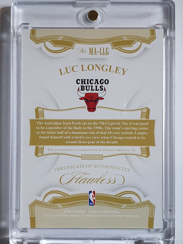 2018 Panini Flawless Luc Longley AUTO GREEN /5 On Card Autograph - Very Rare