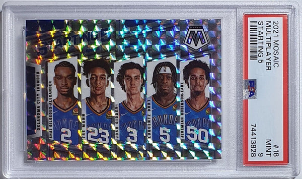 2021 Panini Starting Five (5) OKC SILVER MOSAIC Josh Giddey, Shai (SGA) - PSA 9