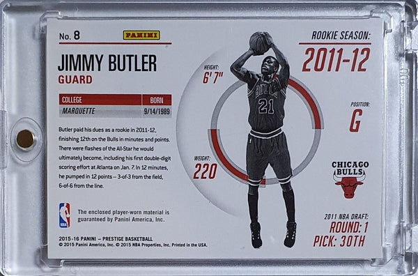 2015 Panini Prestige Jimmy Butler #PATCH Game Worn Jumbo Jersey - Rare