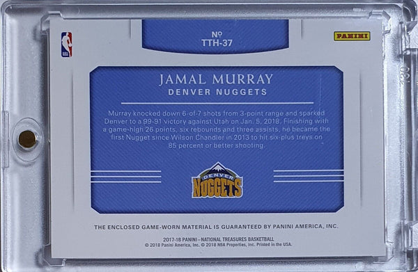 2017 Panini National Treasures Jamal Murray #PATCH /99 Game Worn Jersey - Rare