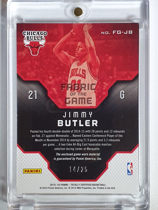 2015 Totally Certified Jimmy Butler #PATCH CAMO /25 Game Worn Jersey - Rare