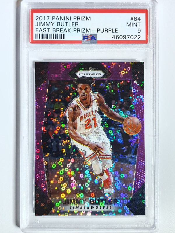 2017 Prizm Jimmy Butler #84 FAST BREAK PURPLE /75 Holo - PSA 9 (POP 2)