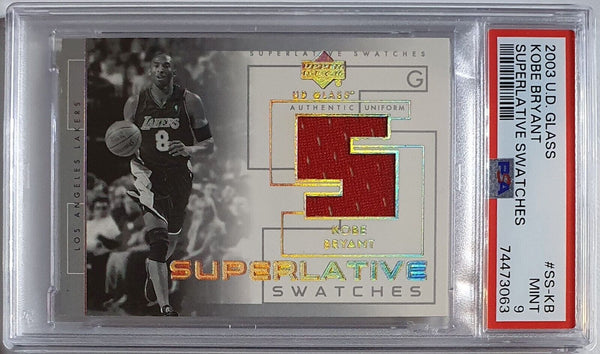 2003 Upper Deck UD Glass Kobe Bryant #PATCH Game Worn Jersey - PSA 9 (POP 11)