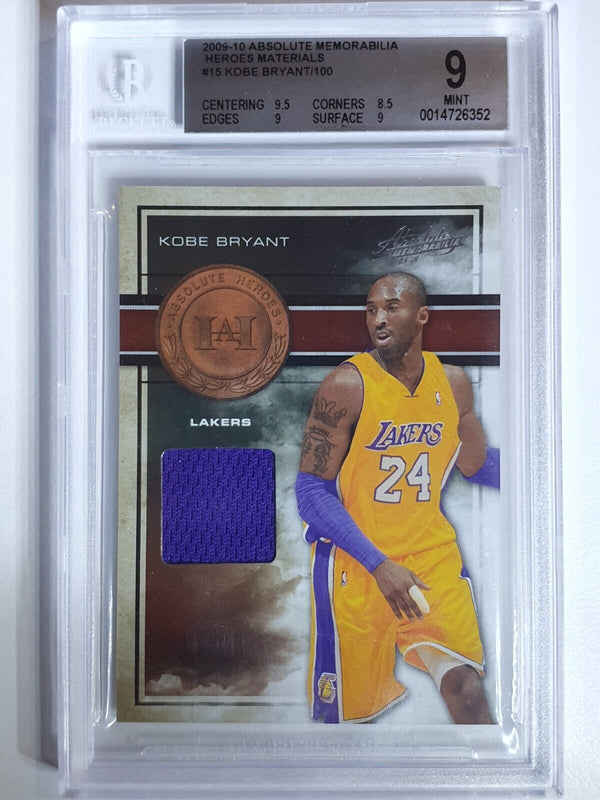 2009 Absolute Kobe Bryant #PATCH /100 Game Worn Jersey - BGS 9 (POP 1)