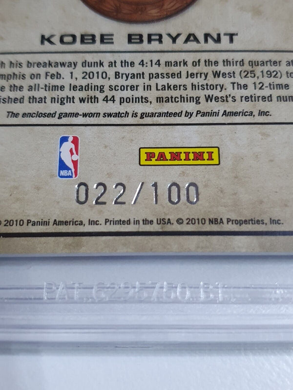 2009 Absolute Kobe Bryant #PATCH /100 Game Worn Jersey - BGS 9 (POP 1)