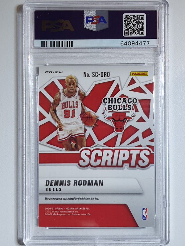 2020 Mosaic Dennis Rodman AUTO GREEN ICE Autograph - PSA 9 (POP 2)