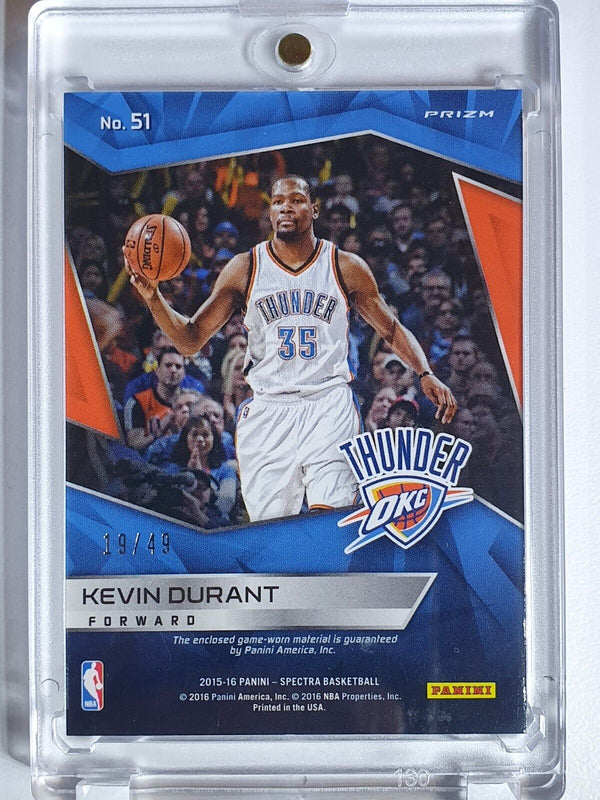 2015 Spectra Kevin Durant #PATCH BLUE HOLO /49 Game Worn Jersey - Rare