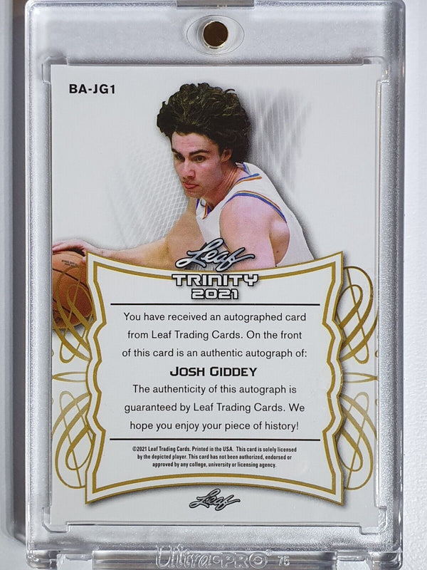 2021 Leaf Memories Josh Giddey Rookie AUTO GREEN /75 XRC - Ready to Grade