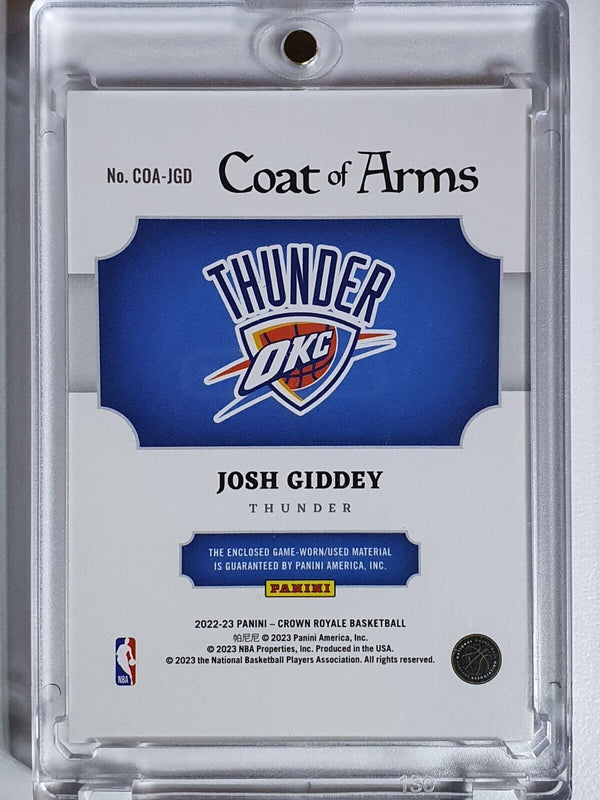 2022 Crown Royale Josh Giddey #PATCH Game Worn Jersey - Rare