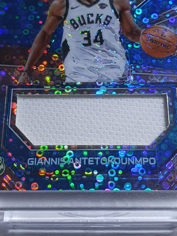 2017 Spectra Giannis Antetokounmpo #PATCH NEON BLUE /49 Game Worn Jersey - Rare