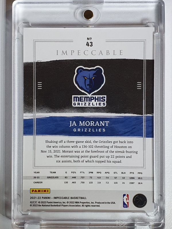 2021 Panini Impeccable Ja Morant #43 GOLD /49 Edition - Rare