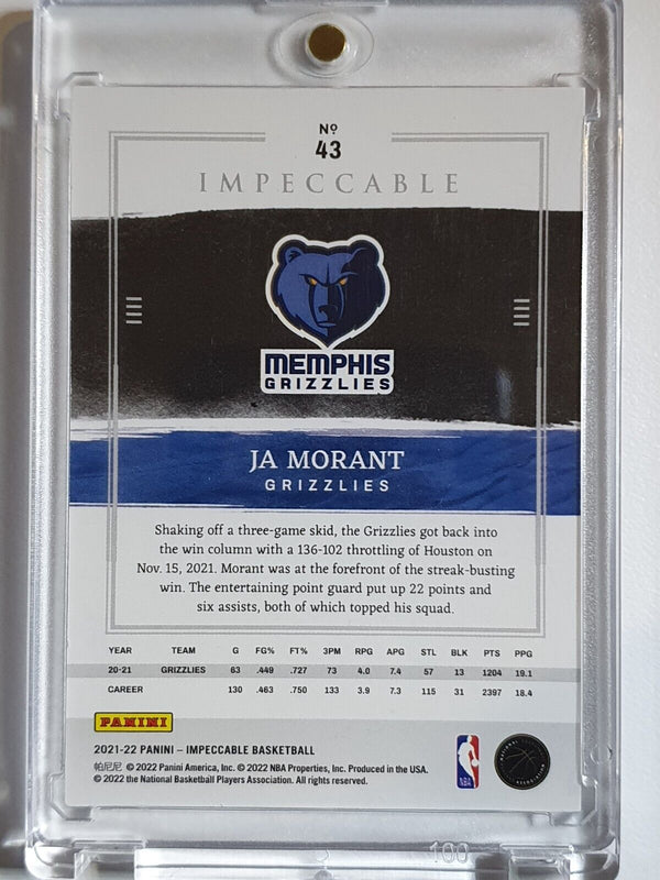 2021 Panini Impeccable Ja Morant #43 SILVER /75 Edition - Rare