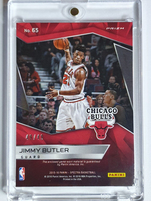 2015 Panini Spectra Jimmy Butler #PATCH BLUE /49 Holo Game Worn Jersey - Rare