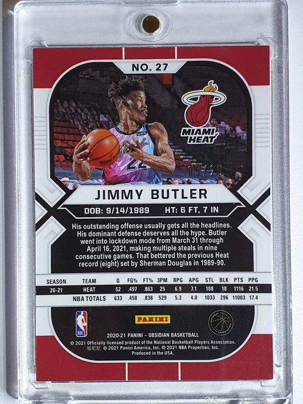 2020 Obsidian Jimmy Butler #27 ELECTRIC ETCH GREEN /25 Holo - Ready to Grade