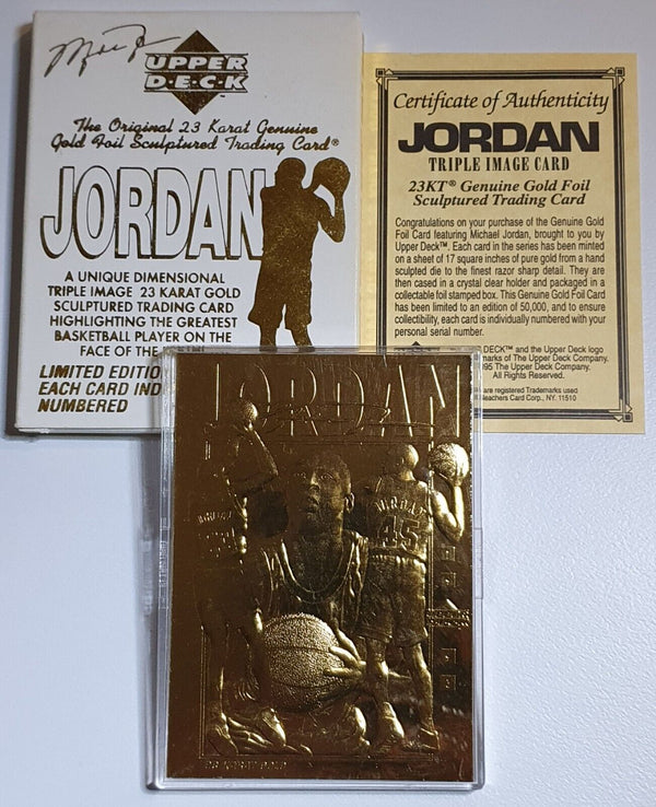 1996 Upper Deck Michael Jordan 23K GOLD CARD Triple Image Card - Rare