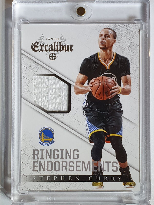 2014 Excalibur Stephen Curry #PATCH Ringing Endorsements Game Worn Jersey - Rare