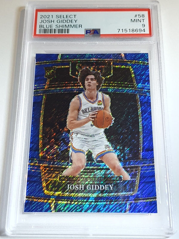 2021 Panini Select Josh Giddey Rookie #58 BLUE SHIMMER Holo RC - PSA 9 (POP 21)