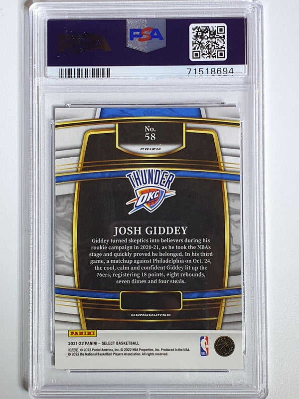 2021 Panini Select Josh Giddey Rookie #58 BLUE SHIMMER Holo RC - PSA 9 (POP 21)