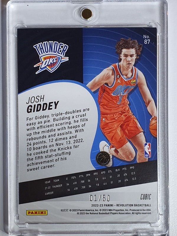 2022 Panini Revolution Josh Giddey #87 CUBIC 01/50 HOLO - Ready to Grade