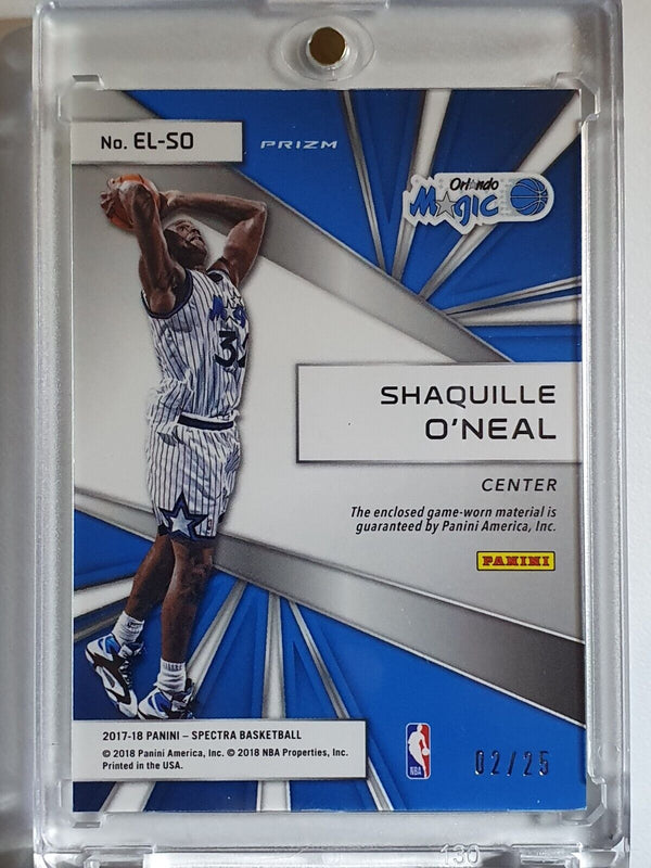 2017 Spectra Shaquille O'Neal #PATCH NEON GREEN /25 Prizm Game Worn Jersey