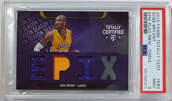 2015 Totally Certified Kobe Bryant PATCH /99 Triple Game Jerseys - PSA 9 (POP 3)
