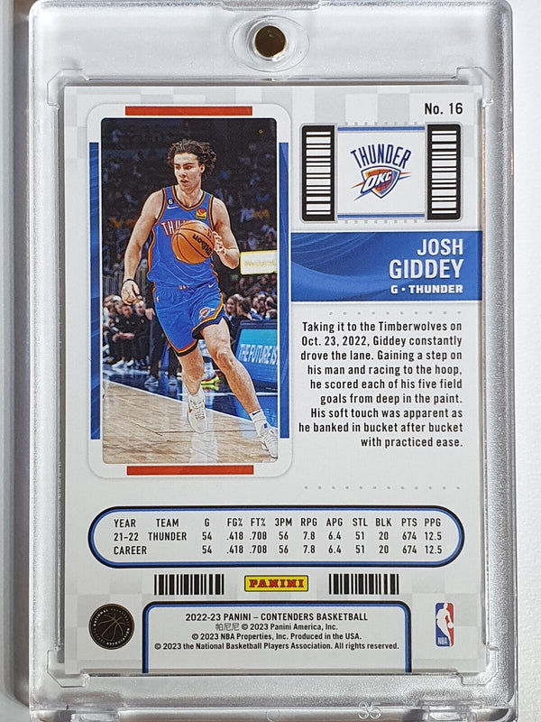 2022 Panini Contenders Josh Giddey #16 SEMIFINALS /99 Holo - Ready to Grade