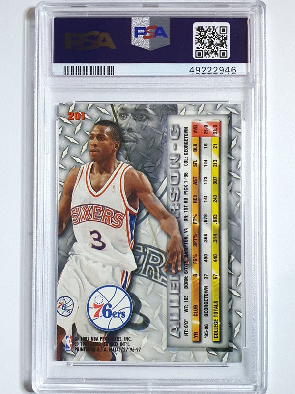 1996 Fleer Metal Allen Iverson Rookie #201 RC - PSA 9 (LOW POP)