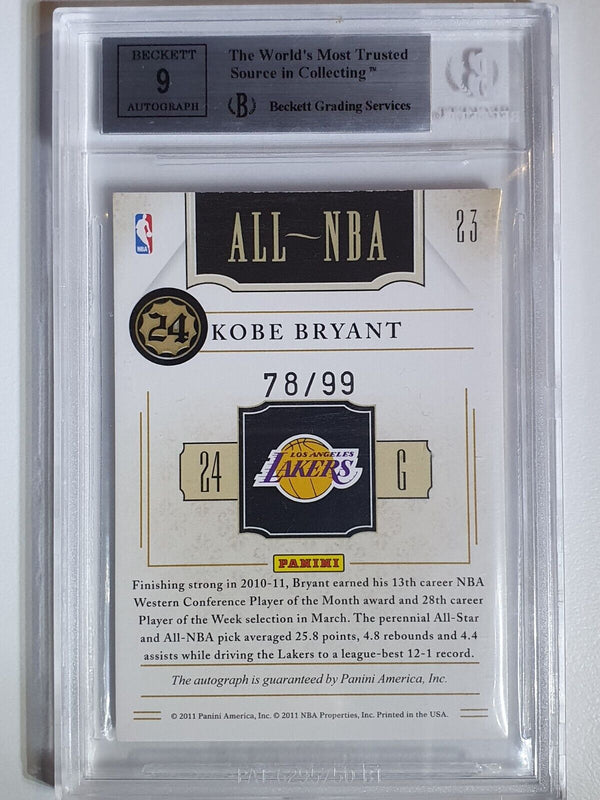 2010 National Treasures Kobe Bryant AUTO /99 All NBA Signatures - BGS 9