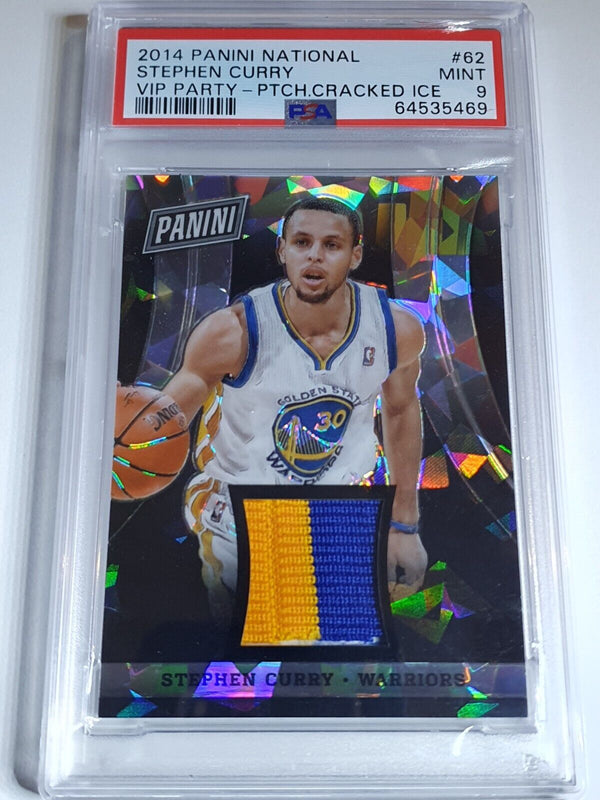 2016 Panini National Stephen Curry #PATCH CRACKED ICE /10 Prizm - PSA 9 (POP 2)