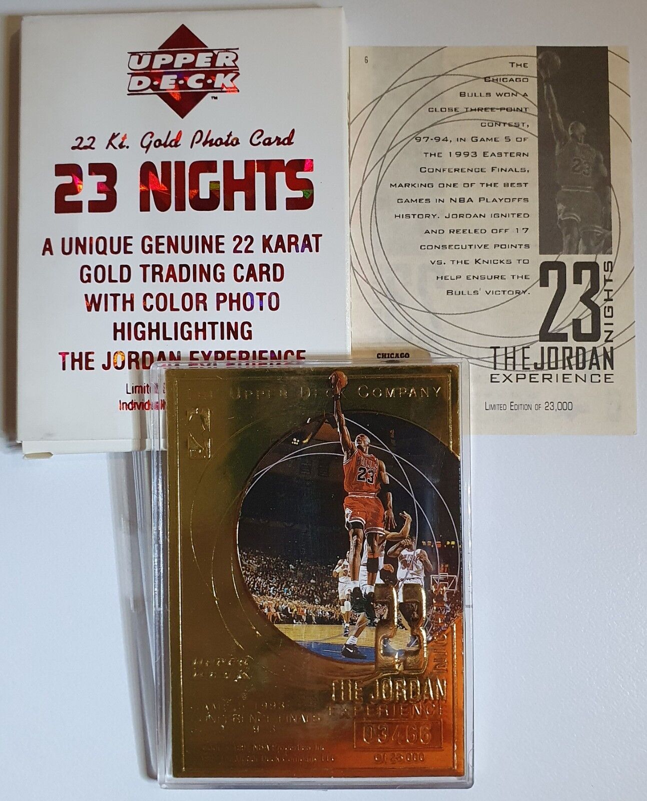 1997 Upper Deck 23 Nights Michael Jordan 22K GOLD CARD 1996