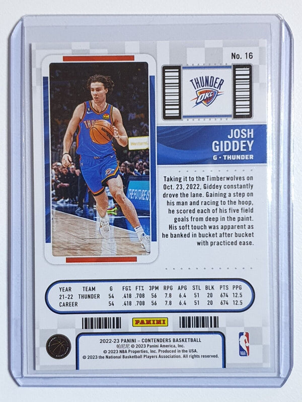 2022 Panini Contenders Josh Giddey #16 PLAYOFF /249 Holo - Ready to Grade