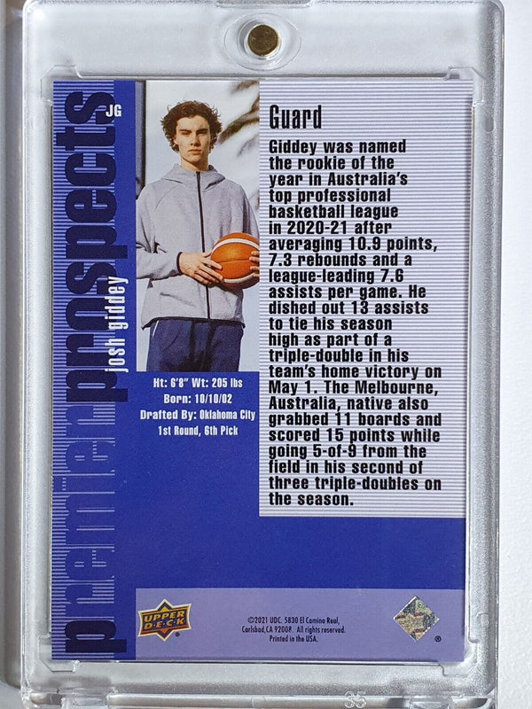 2021 Upper Deck Josh Giddey Rookie SP Premier Prospects RC - Ready to Grade