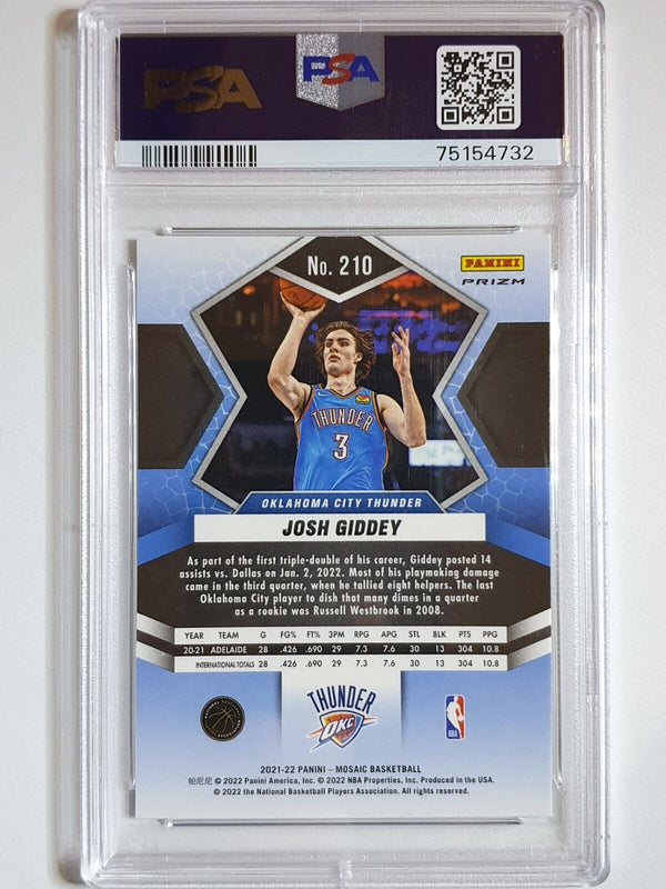 2021 Mosaic Josh Giddey Rookie #210 GREEN MOSAIC Holo RC - PSA 9 (POP 13)