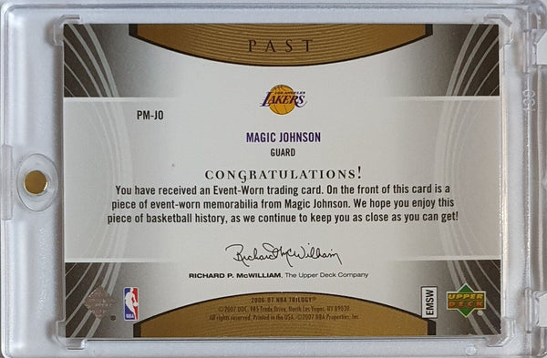 2006 Upper Deck Trilogy Magic Johnson #PATCH PRIME /50 Game Worn 3 Color Jersey