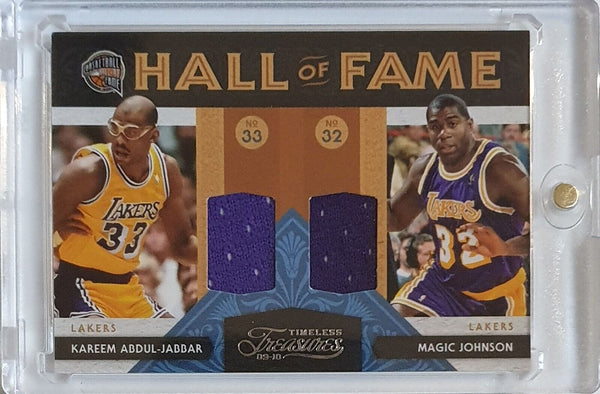 2009 Timeless Treasures Kareem Abdul-Jabbar Magic Johnson #PATCH /50 Dual Jersey