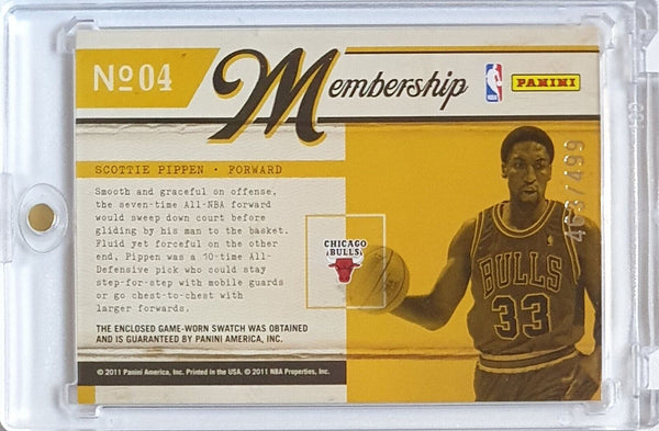 2010 Panini Classics Scottie Pippen #PATCH /499 Game Worn Jersey - Rare