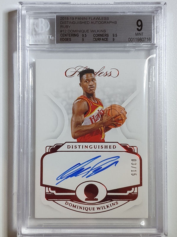 2018 Flawless Dominique Wilkins AUTO RUBY /15 Autographs - BGS 9 (POP 1)