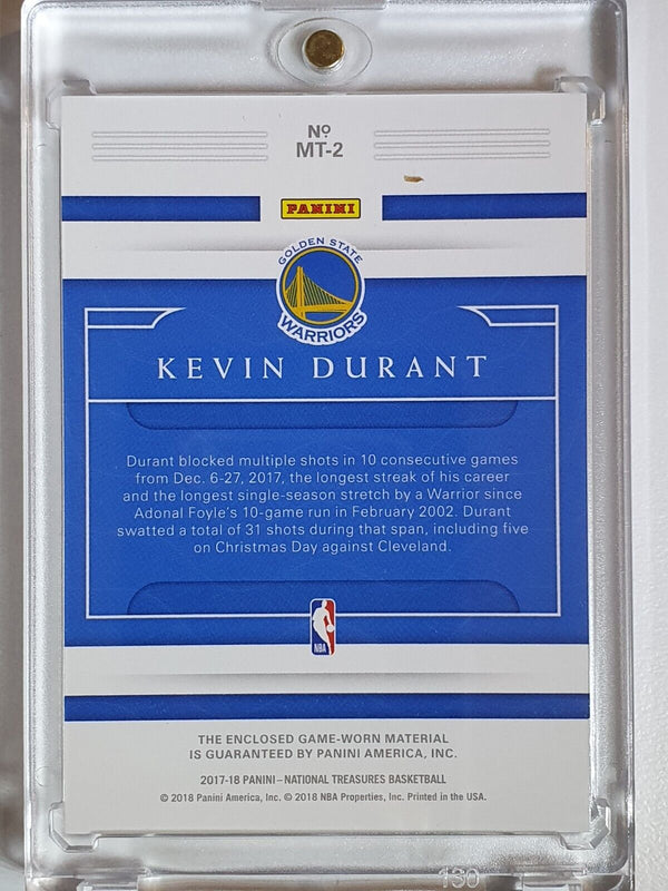 2017 Panini National Treasures Kevin Durant #PATCH /99 Game Worn Jersey - Rare