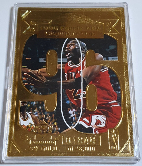 1997 Upper Deck Michael Jordan 22KT GOLD CARD 96 Fourth NBA Championship - Rare