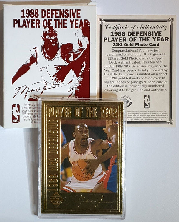 1996 Upper Deck Michael Jordan 22KT GOLD CARD 1988 Defensive Player of the Year