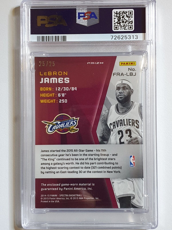 2014 Spectra LeBron James #PATCH BLUE /25 Game Worn Jersey - PSA 9 (POP 2)