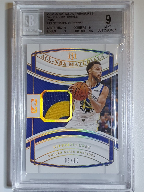 2019 National Treasures Stephen Curry PATCH PRIME /10 Game Jersey BGS 9 (POP 3)