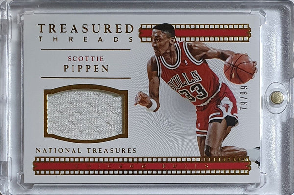 2015 National Treasures Scottie Pippen #PATCH /99 Game Worn Jersey - Rare