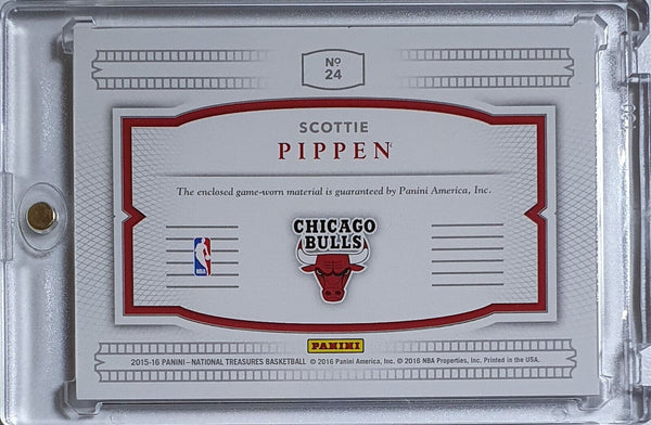 2015 National Treasures Scottie Pippen #PATCH /99 Game Worn Jersey - Rare